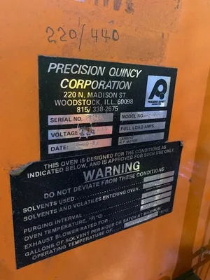 Item# O408 Precision Quincy Oven, 1,000 F