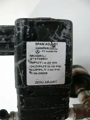 USED ITT PURE-FLO DIAPHRAGM ACTUATOR 2" & 3" SANITARY W/ CONOFLOW GT2108ED TRANSDUCER