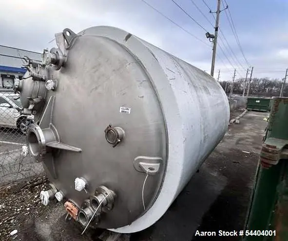 Used DCI 316L Stainless Steel Jacketed Tank 8,500 Liter Vertical Vessel