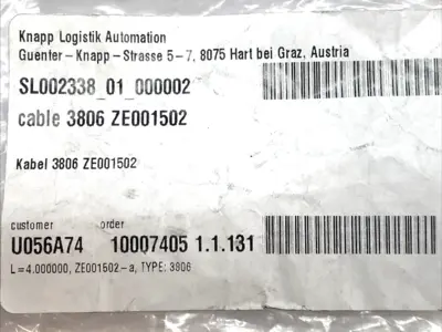 New | in-Stock Knapp Cable Assembly 4M Twisted Yellow Green 3806 Cable & Wire Michigan US | Maverick Industrial Sales #1400593