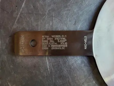 4" Paddle Orifice Plate Upstream 3.020"