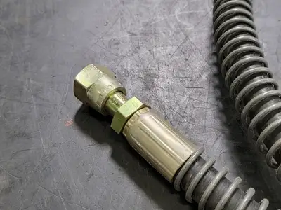 5 ft Hydraulic Hose w/ 1/2" Fittings & Wire Guard for Cylinder