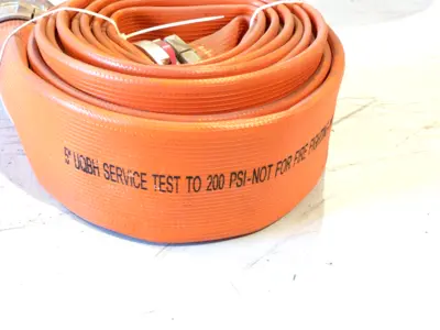 50R450OG | 5" Dia. Orange Industrial Supply Hose, Storz Couplings, 50 FOOT 200PSI - New Other