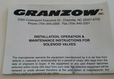 NEW Granzow H2B19-00Y