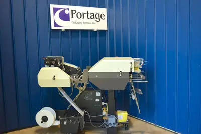 USED AUTOMATED PACKAGING SYSTEMS AB180 W/PI-412C PRINTER