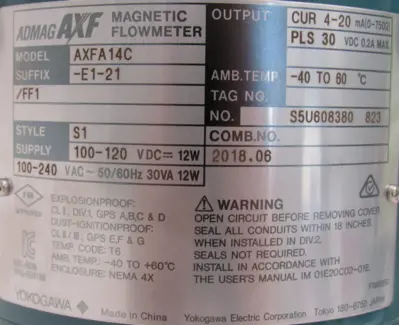 NEW YOKOGAWA AXFA14C-E1-21/FF1 ADMAG AXF MAGNETIC FLOWMETER AXFA14CE121FF1