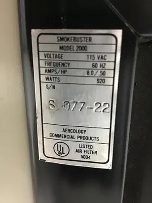 USED AERCOLOGY SMOKEBUSTER 2000