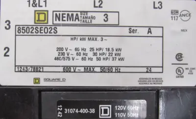 NEW SQUARE D 8502EO2V02S CONTACTOR SIZE 3