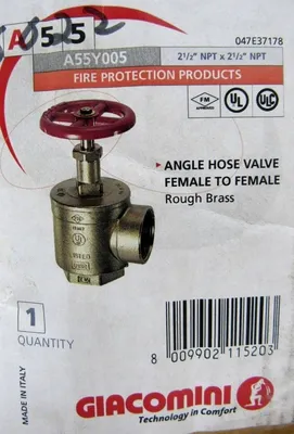 NEW GIACOMIMI A55 ANGLE HOSE VALVE FEMALE TO FEMALE 2-1/2" x 2-1/2"
