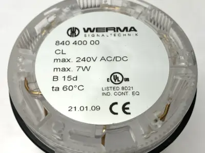 Used WERMA Clear Permanent Light Element 70mm Diameter 12-230VAC/DC CL Light Source Equipment Michigan US | Maverick Industrial Sales #1402332