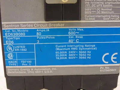 Used SIEMENS _UNKNOWN_ Circuit Breakers Indiana US | Arrow Industrial #1365081