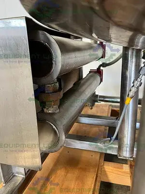 USED METAL FABRICATION 50 GALLON JACKETED MIXING TANK W/ SIDE SCRAPER, CONTROLLER