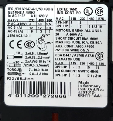 USED SIEMENS 3RT1017-1BB41