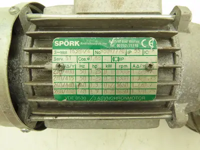 Spork AMH RMI40 T63BN/4 Gearmotor 40:1 Reducer 42rpm .22kw 230/480V 3PH RH