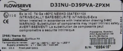 NEW FLOWSERVE D3INU-D39PVA-ZPXM CONTROL VALVE 1.5" D3INUD39PVAZPXM 0350P2