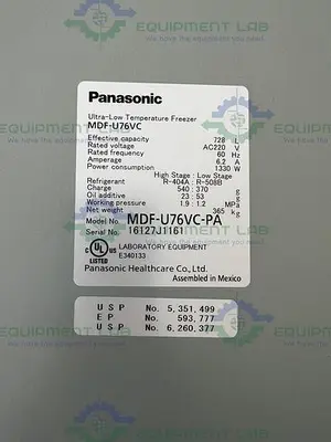 USED PANASONIC MDF-U76VC-PA VIP+ SERIES -86ºC ULTRA LOW  FREEZER 25.7 CU. FT., 220V