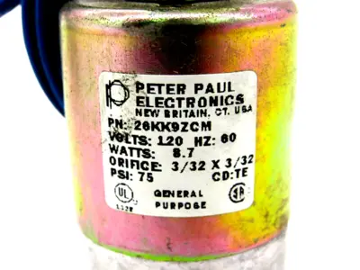 NEW PETER PAUL 26KK9ZCM SOLENOID VALVE 120V 60HZ