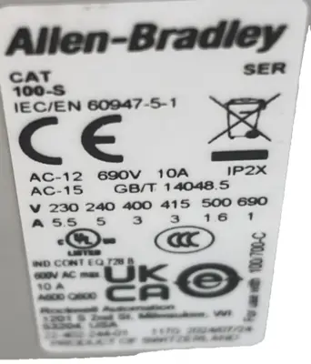 ALLEN BRADLEY 100-C43D10 CONTACTOR SER. A 100C43D10 NEW, SURPLUS