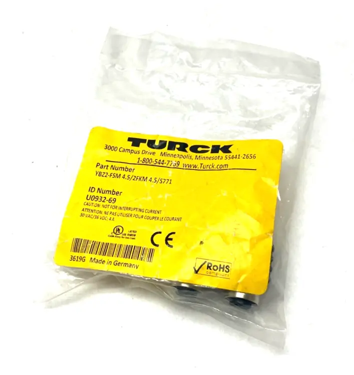 New | in-Stock Turck YBZ2-FSM 4.5/2FKM 4.5/S771,U0932-69 Connector Accessories Michigan US | Maverick Industrial Sales #1391564