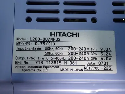 Used HITACHI L200007NFU2 Variable Speed Drives Ohio US | HGR 24 #942533