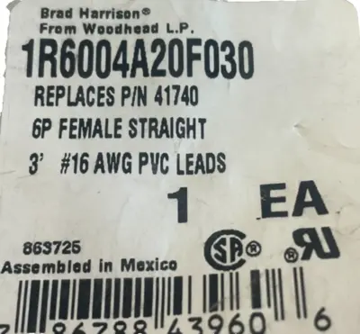 NEW WOODHEAD 1R6004A20F030 6P FEMALE STRAIGHT RECEPTACLE