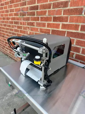 USED OPTEL PORTABLE MANUAL PACKING STATION W/  SATO CL6NX THERMAL PRINTER, SCANNER