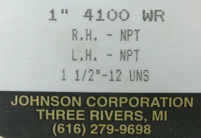 NEW JOHNSON CORP 4100 WR ROTARY UNION 1" 4100WR