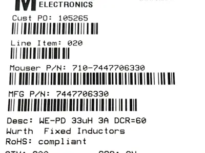 7447706330 | Wurth Elektronik  Power Inductors SMD WE-PD 33uH 3A DCR=60mOhms 10QTY - New Other