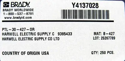 NEW LOT OF 2 BRADY PTL-30-427-OR LABEL PTL30427OR Y4137028