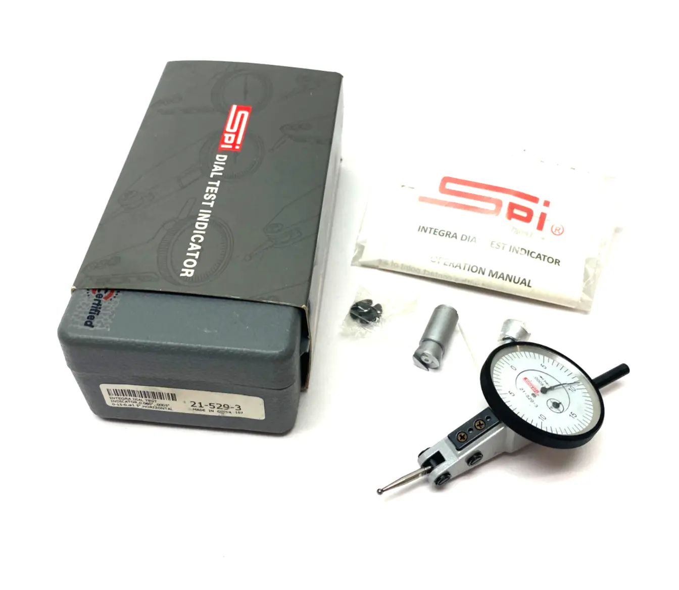 USED SWISS PRECISION INSTRUMENTS (SPI) INTEGRAL DIAL TEST INDICATOR 0.060", .0005" 0-15-0 READ