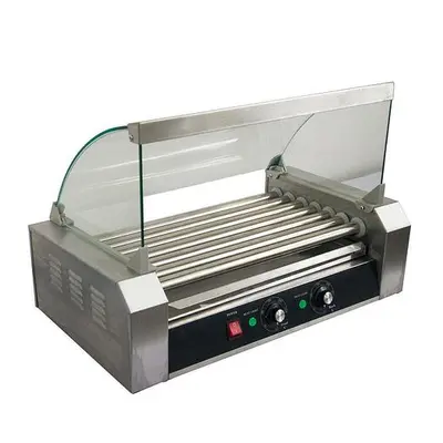 New Commercial 18 Hot Dog Hotdog 7 Roller Grill  W/cover Stainless