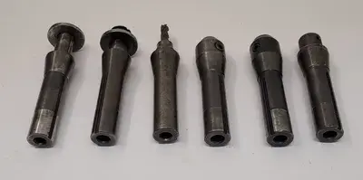 UNBRANDED R8 TOOL HOLDERS, SET OF 6, INCLUDING 1/4IN, 3/8IN, 1/2IN, AND 3/4IN SIZES.