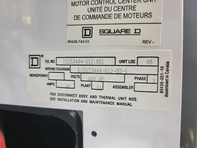 USED SQUARE D MODEL 6