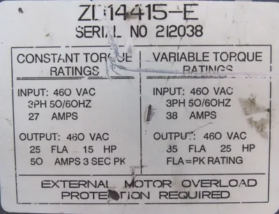 USED ABB ZD14415-E DRIVE 15HP 460V ZD14415E