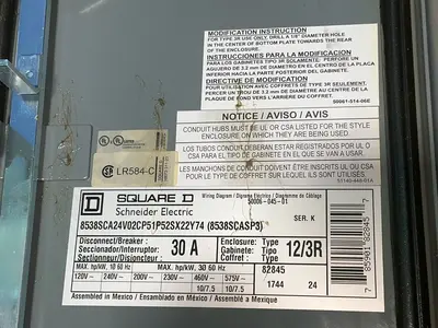 Used SQUARE D 8538SCA24V02CP51P52SX22Y74 (8538SCASP3) Starters Ohio US | HGR 24 #1286730