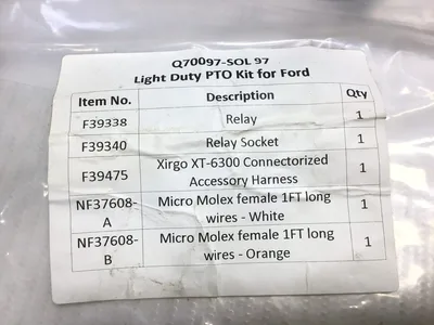 Xirgo XT-6300 Connectorized Accessory Harness Light Duty PTO Kit for Ford