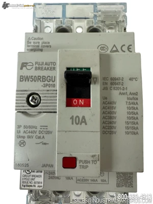 Used FUJI BW50RBGU-3P010 3POLE Circuit Breakers Kentucky US | Industrial Parts R Us Inc. #1295639