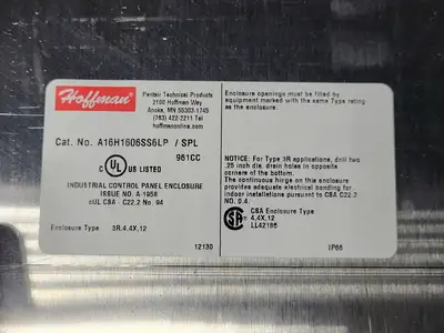 NEW HOFFMAN A16H1606SS6LP/SPL