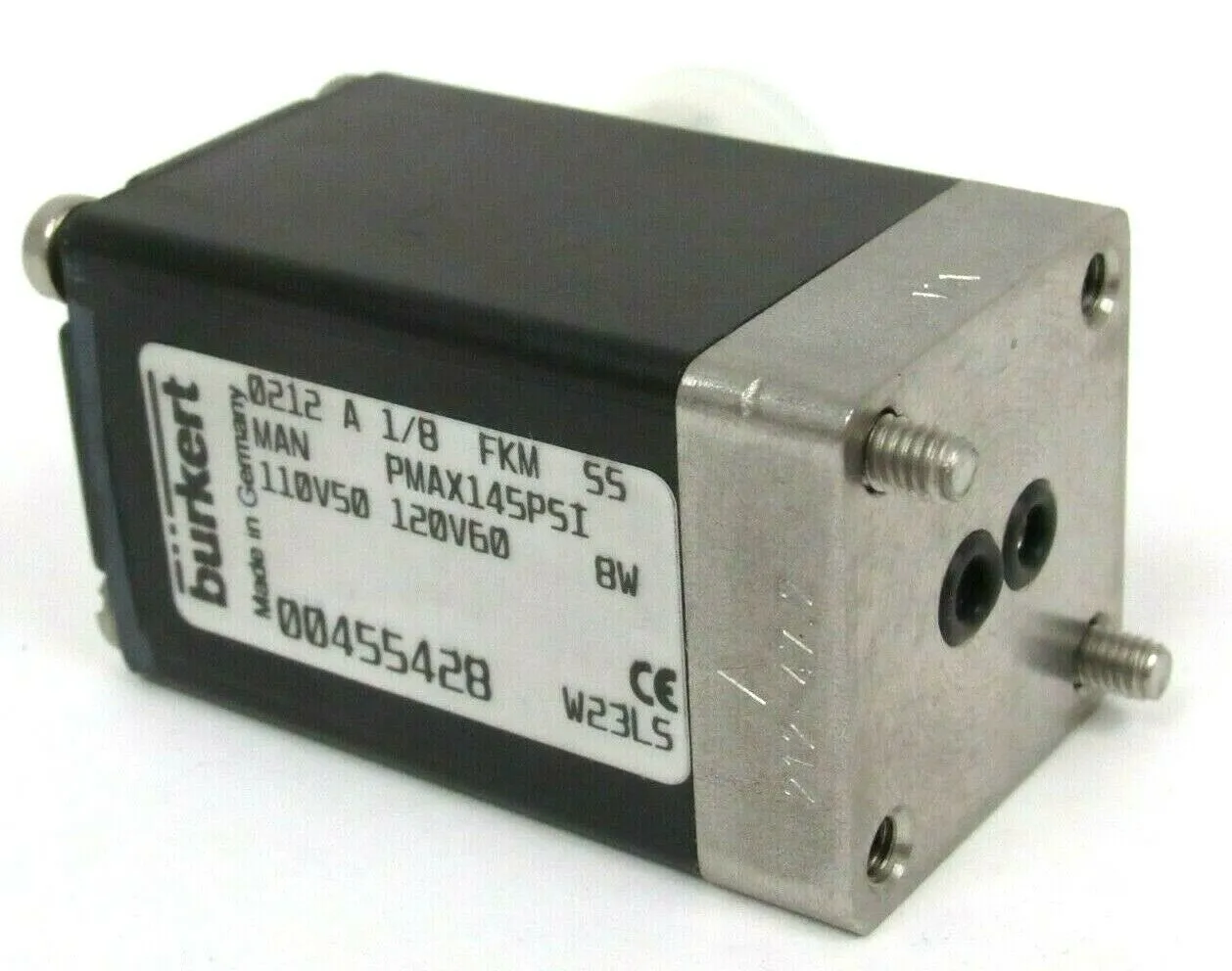 NEW BURKERT 00455428 0212-A-1/8-FKM-SS SOLENOID VALVE 0212A18FKMSS