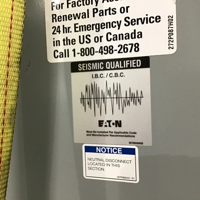 Eaton 6557C02H01 Pow-R-Line PRL-C Panel/Switchboard 480Y/277V 3Phase 4Wire 60Hz
