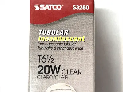 New | in-Stock SATCO Tubular Incandescent Clear Light Bulb T6.5 20W LOT OF 6 Lamps Michigan US | Maverick Industrial Sales #1401259