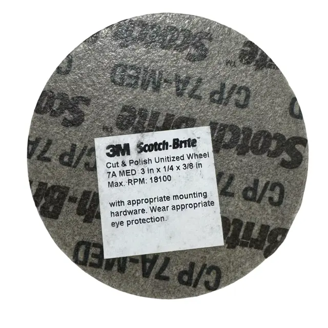 3M Scotch-Brite 3" x 1/4" x 3/8" Cut & Polish Unitized Wheel 7A MED