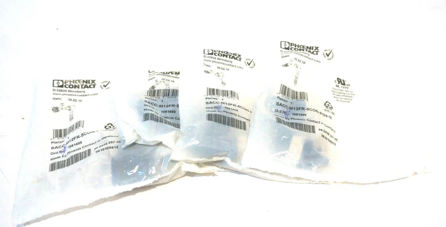 4 NEW PHOENIX CONTACT SACC-M12FR-5CON-PG9-M CONNECTOR 1681499