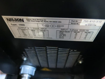Nelson 1500i Inverter Stud Welder 3/4″ Capacity