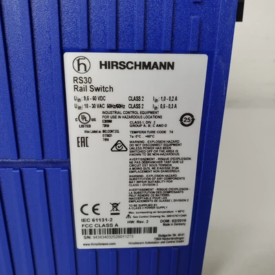 Used Hirschmann RS30-0802O6O6SDAPHH09.0.14 Misc Industrial Equipment California US | American Industrial Supply Co. #1377190