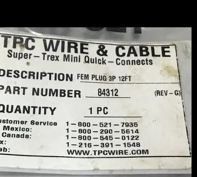 New | in-Stock TPC WIRE & CABLE 84312 Cable & Wire Michigan US | Ideal Machinery #704862