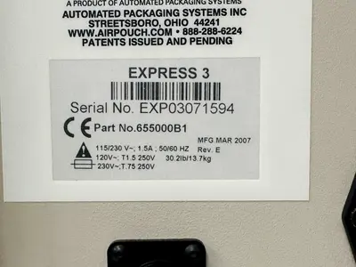 USED 2007 AUTOMATED PACKAGING SYSTEMS AIRPOUCH EXPRESS 3