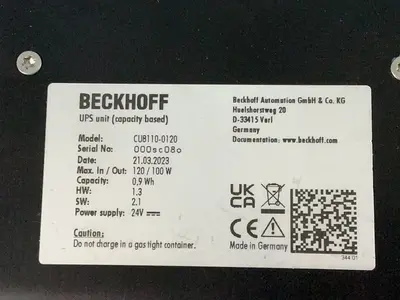 Used BECKHOFF CU81100120 Uninterruptible Power Supplies Ohio US | HGR 24 #1291898