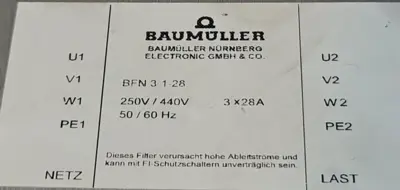 Baumuller BFN3-1-28 Servo Line Filter loc4C15