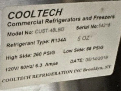 174-0228 Cooltech CUST-48LBD 48" Half Door 2 Drawer Self Contained Worktop Coole